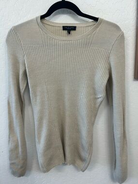 rag & bone Ribbed Long Sleeve Sweater - Beige S